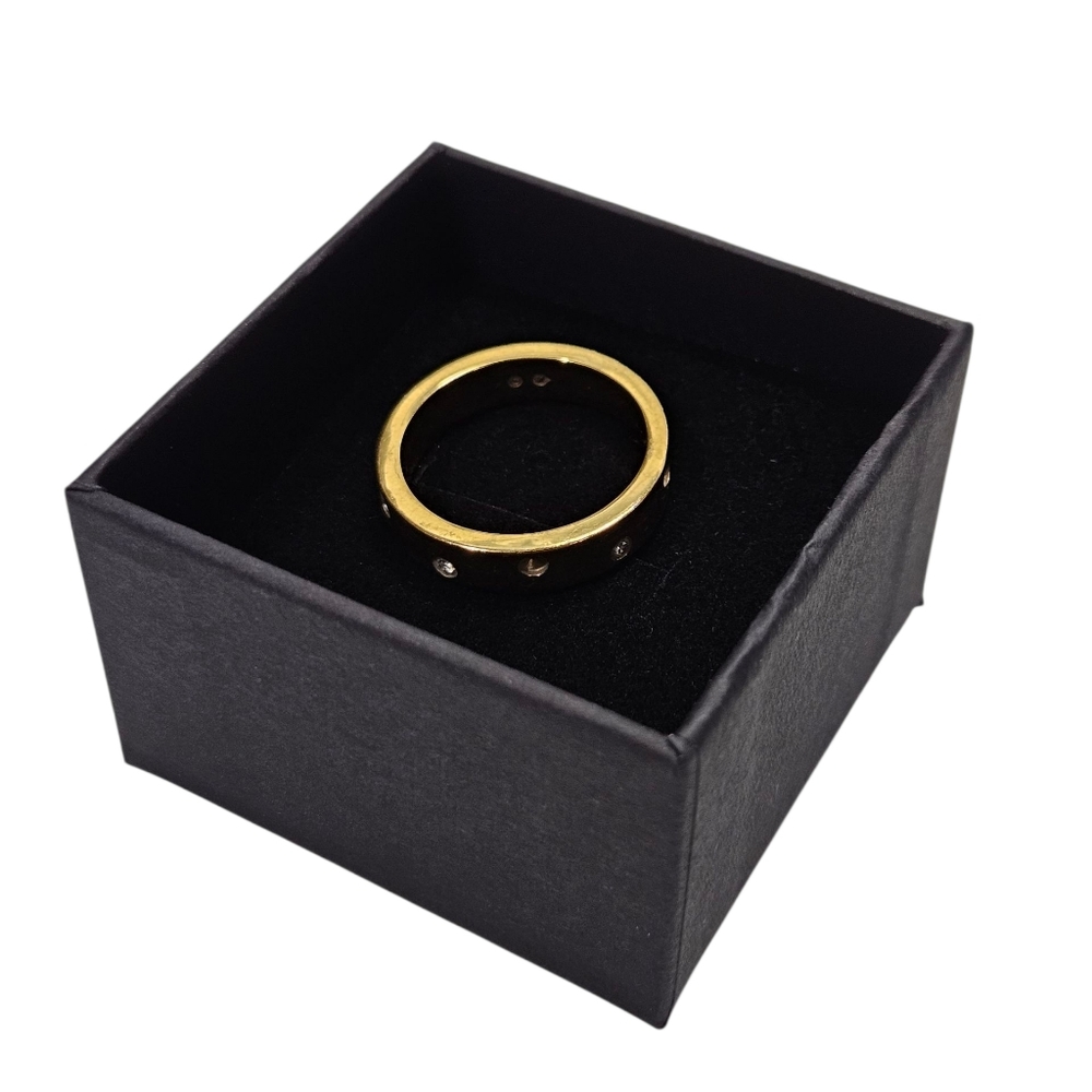 Swarovski Gold Tone Crystal Band Ring – Size 8 (58) – Missing Crystals